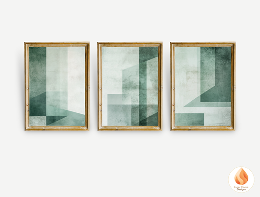 Simple Geometric Artwork for Modern Home Design | Triptych Artwork