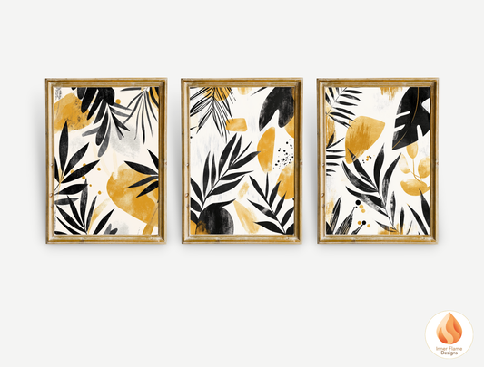 Expressive Botanical Art for Modern Home Design | Triptych Artwork