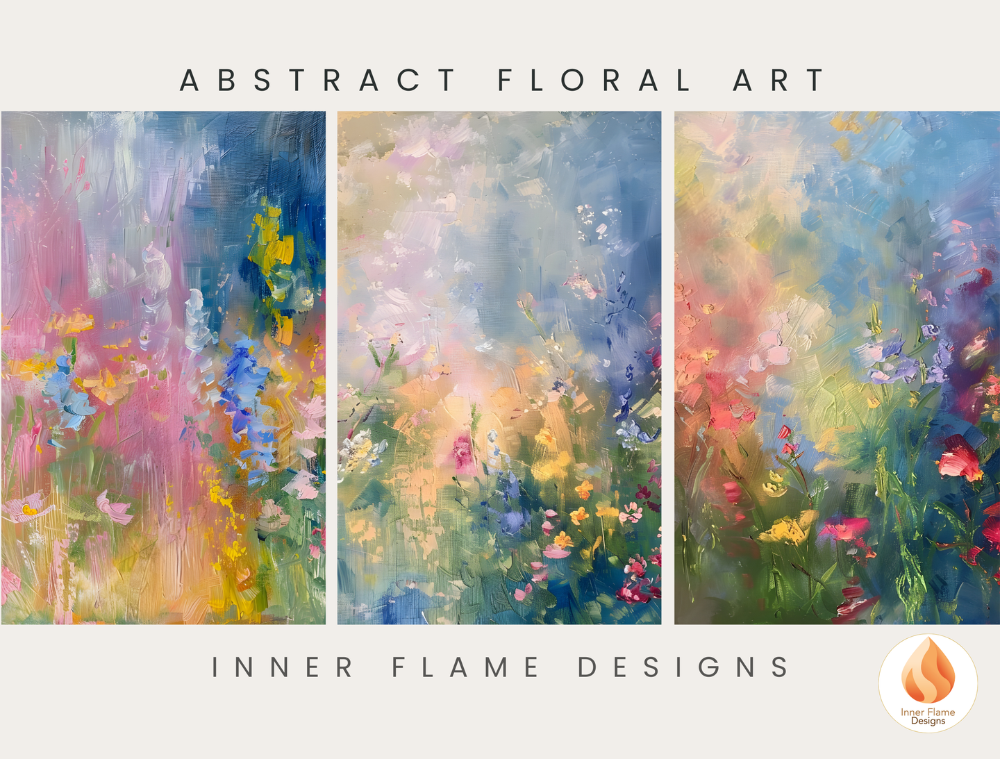 Magical Flower Artwork for Modern Home Design | Triptych Artwork