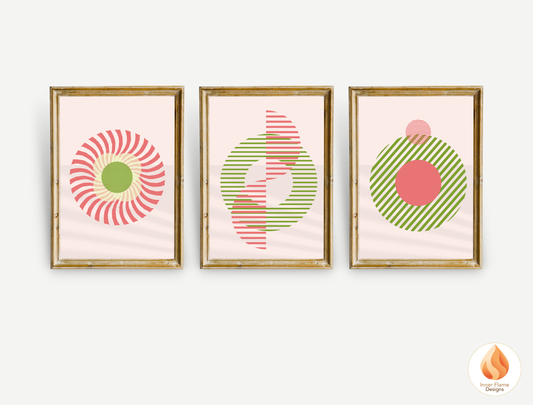 Playful Geometric Artwork for Modern Home Design | Triptych Artwork