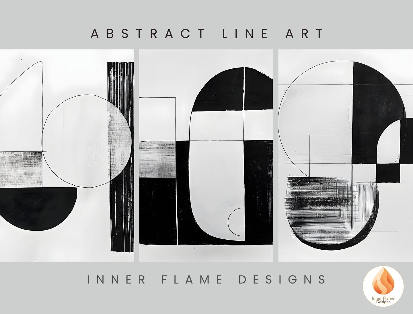 Monochromatic Line Art for Modern Home Design | Triptych Artwork (Series 2)