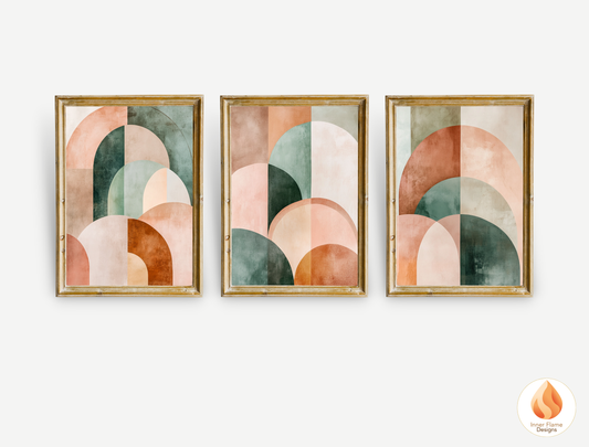 Harmonious Boho Wall Art Décor for Modern Home Design | Triptych Artwork