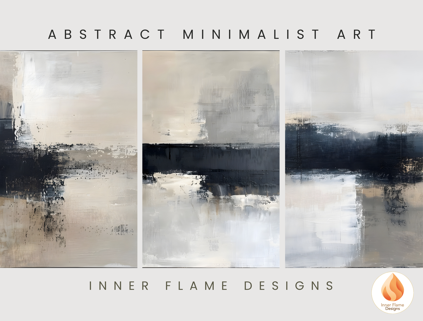 MonochromaticMinimalist Art for Modern Home Design | Triptych Artwork