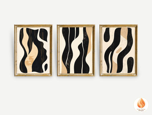 Elemental Minimalist Art for Modern Home Design | Triptych Artwork