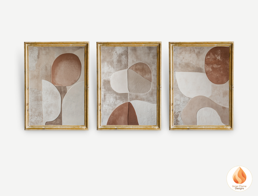 Earthy Minimalist Art for Modern Home Design | Triptych Artwork