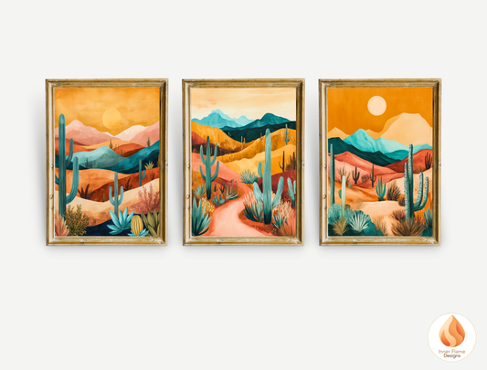 Exotic Boho Wall Art Décor for Modern Home Design | Triptych Artwork