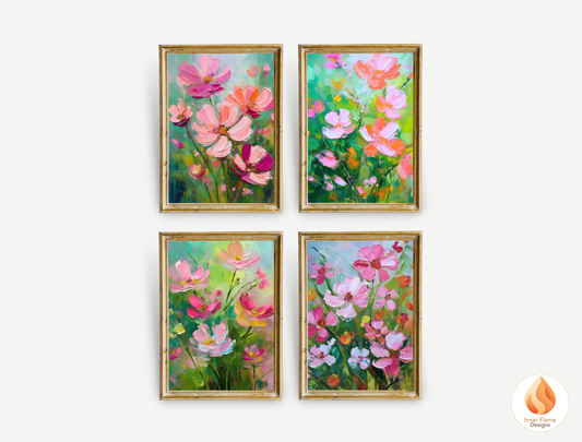 Captivating Flower Artwork for Modern Home Design | Four Piece Artwork