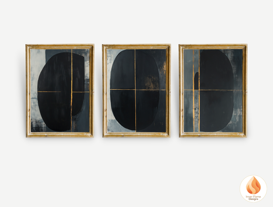 Enigmatic Minimalist Art for Modern Home Design | Triptych Artwork