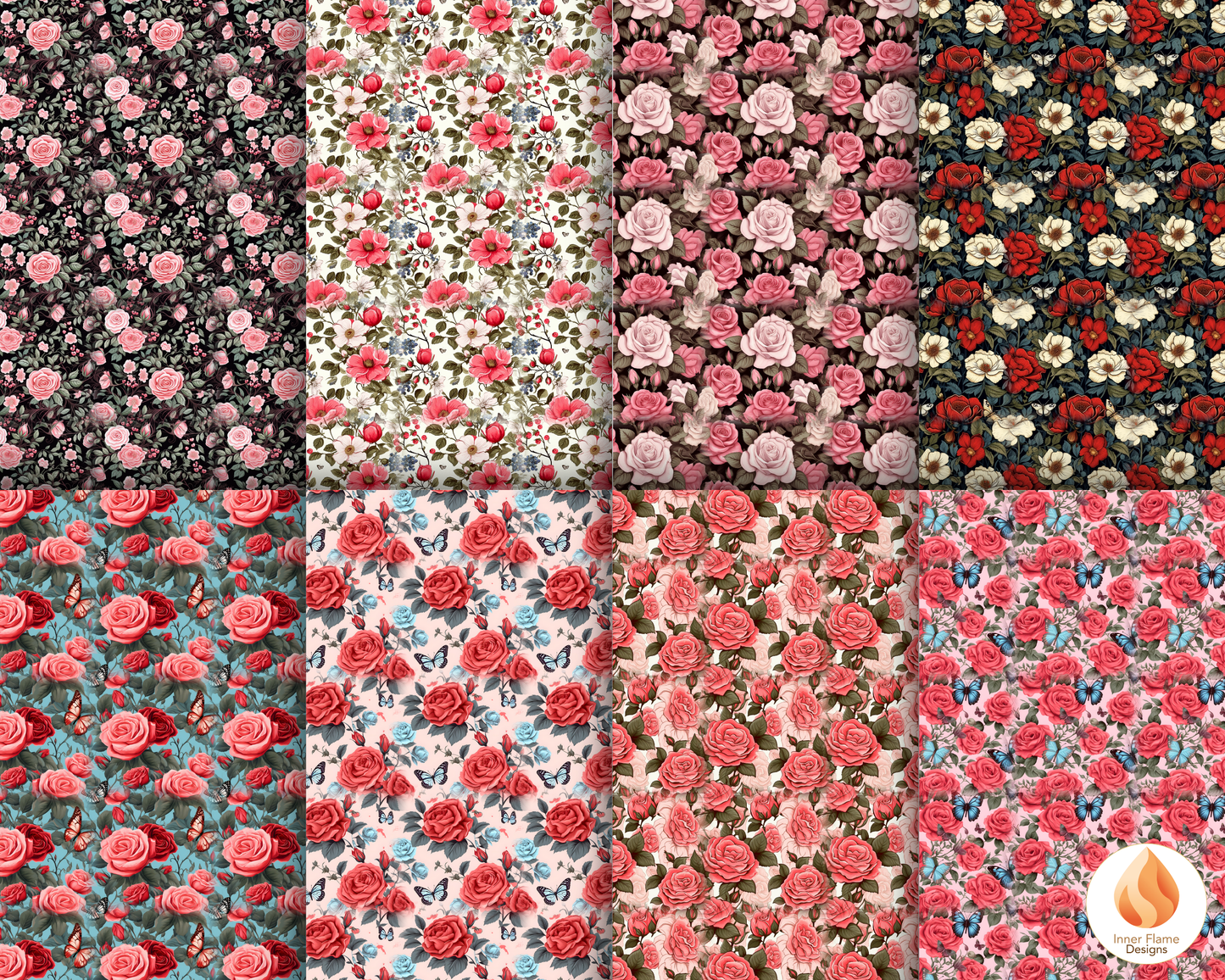 Bold Rose Floral Surface Patterns | Seamless Patterns for Wallpaper, Textiles, Packaging and Digital Designs