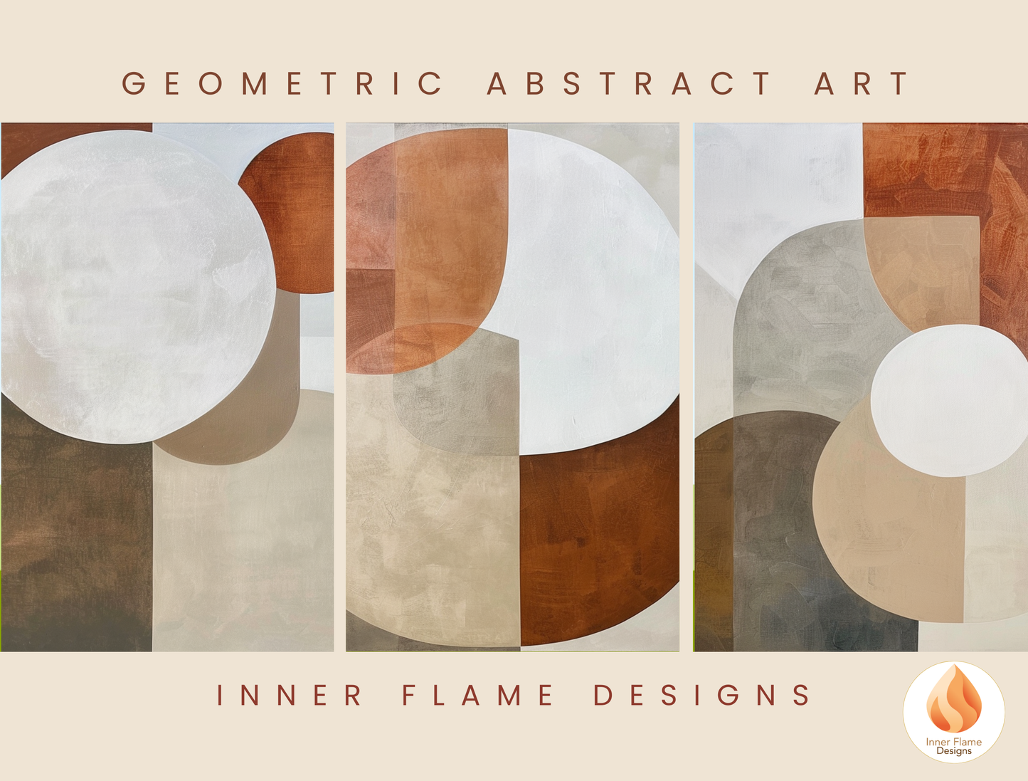 Earthy Geometric Artwork for Modern Home Design | Triptych Artwork