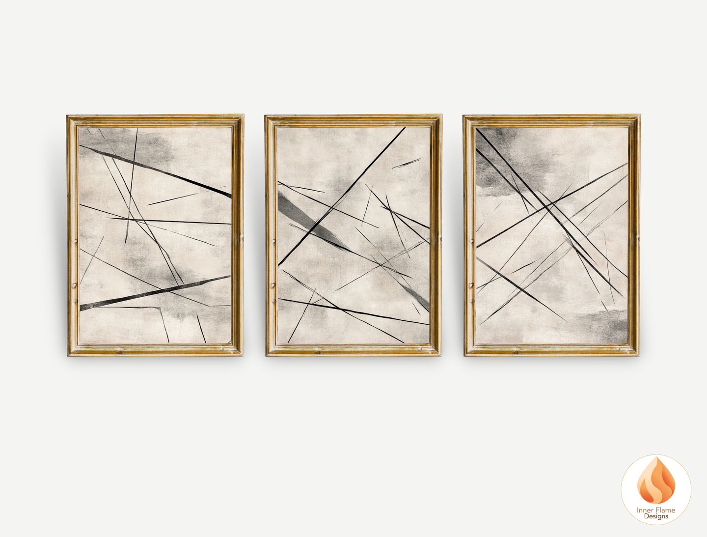 Linear Line Art for Modern Home Design | Triptych Artwork