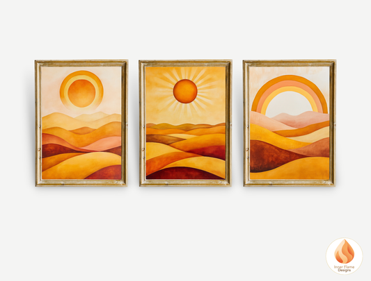 Vibrant Boho Wall Art Décor for Modern Home Design | Triptych Artwork
