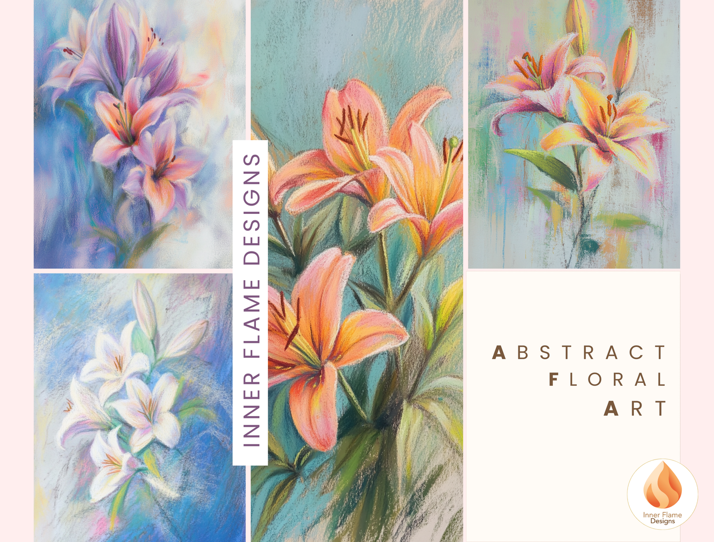 Delicate Flower Artwork for Modern Home Design | Four Piece Artwork