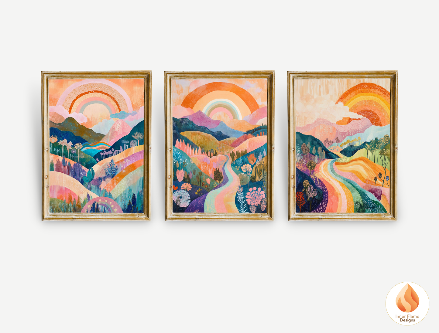Dramatic Boho Wall Art Décor for Modern Home Design | Triptych Artwork (Series 2)