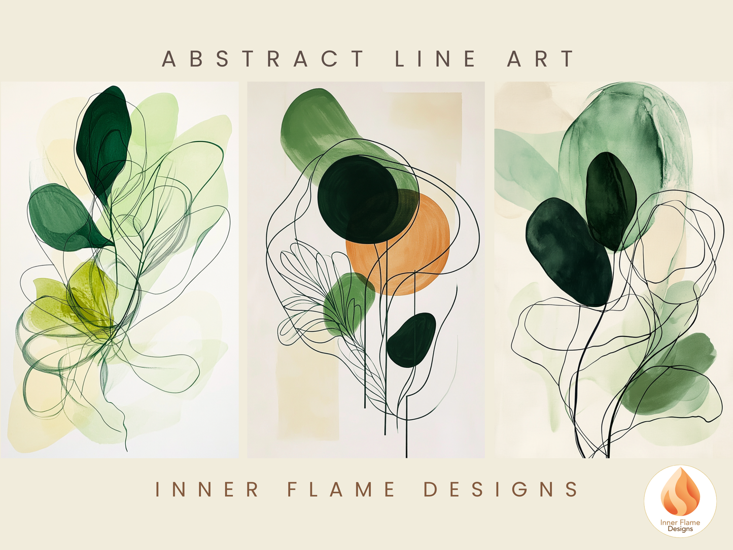 Fluid Line Art for Modern Home Design | Triptych Artwork