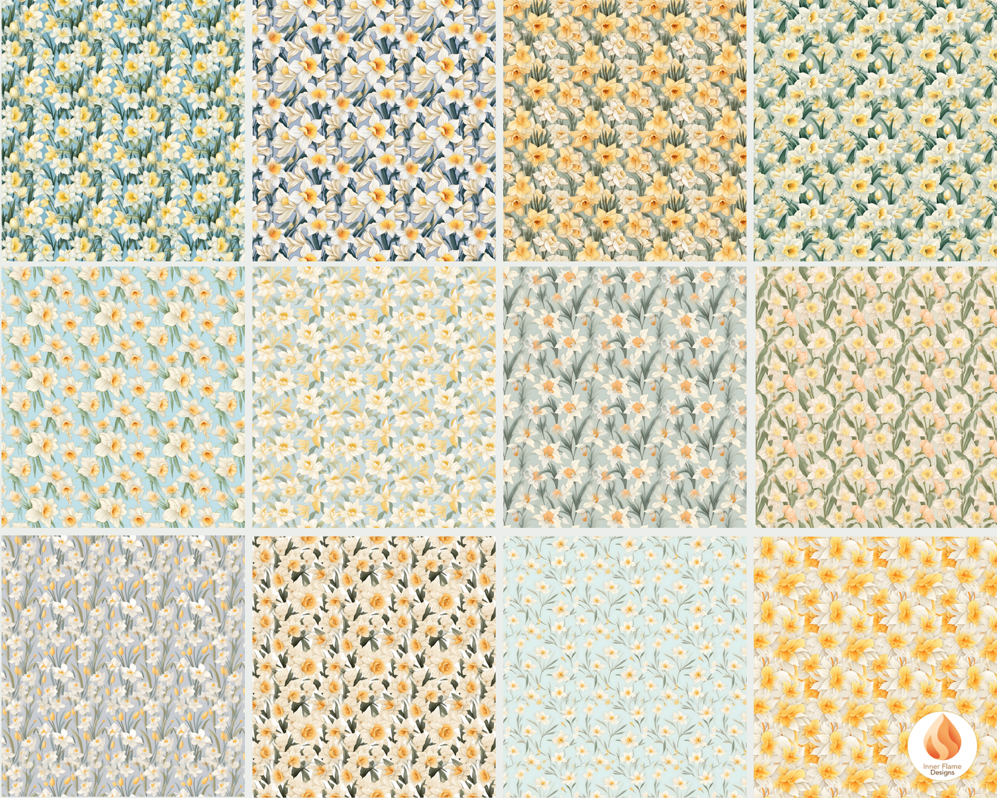 Spring Daffodil Floral Surface Patterns | Seamless Patterns for Wallpaper, Textiles, Packaging and Digital Designs