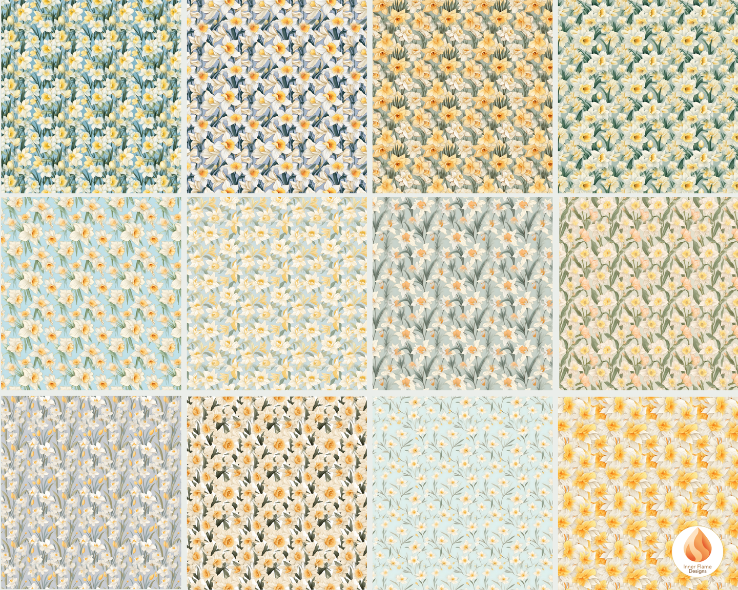 Spring Daffodil Floral Surface Patterns | Seamless Patterns for Wallpaper, Textiles, Packaging and Digital Designs