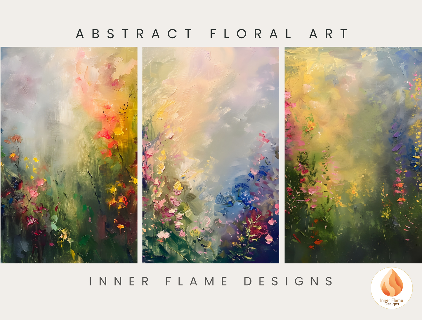 Luminous Flower Artwork for Modern Home Design | Triptych Artwork