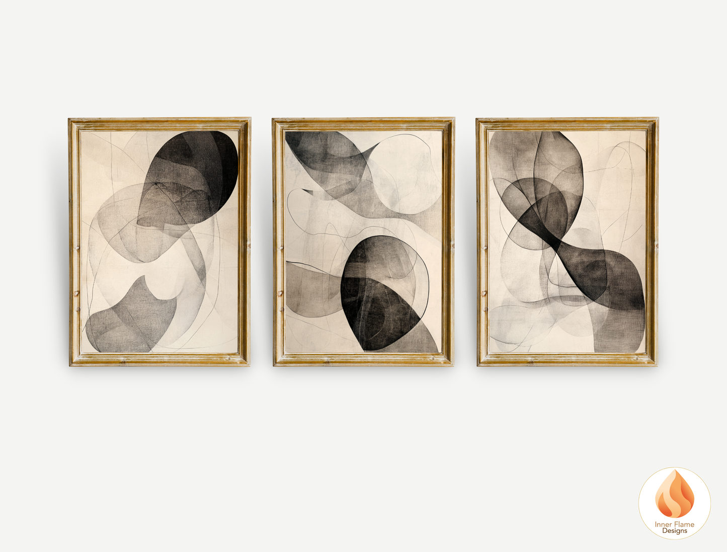 Serene Line Art for Modern Home Design | Triptych Artwork