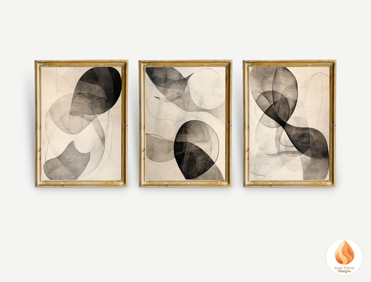Serene Line Art for Modern Home Design | Triptych Artwork