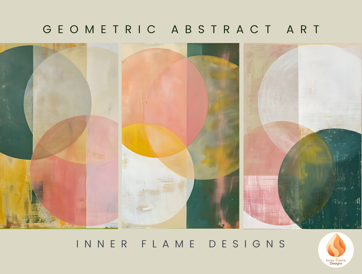 Elegant Geometric Artwork for Modern Home Design | Triptych Artwork