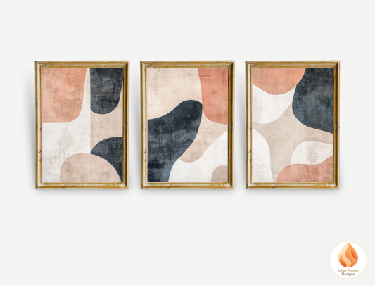 Organic Minimalist Art for Modern Home Design | Triptych Artwork