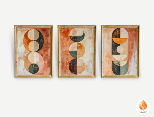 Cosmic Boho Wall Art Décor for Modern Home Design | Triptych Artwork (Series 2)