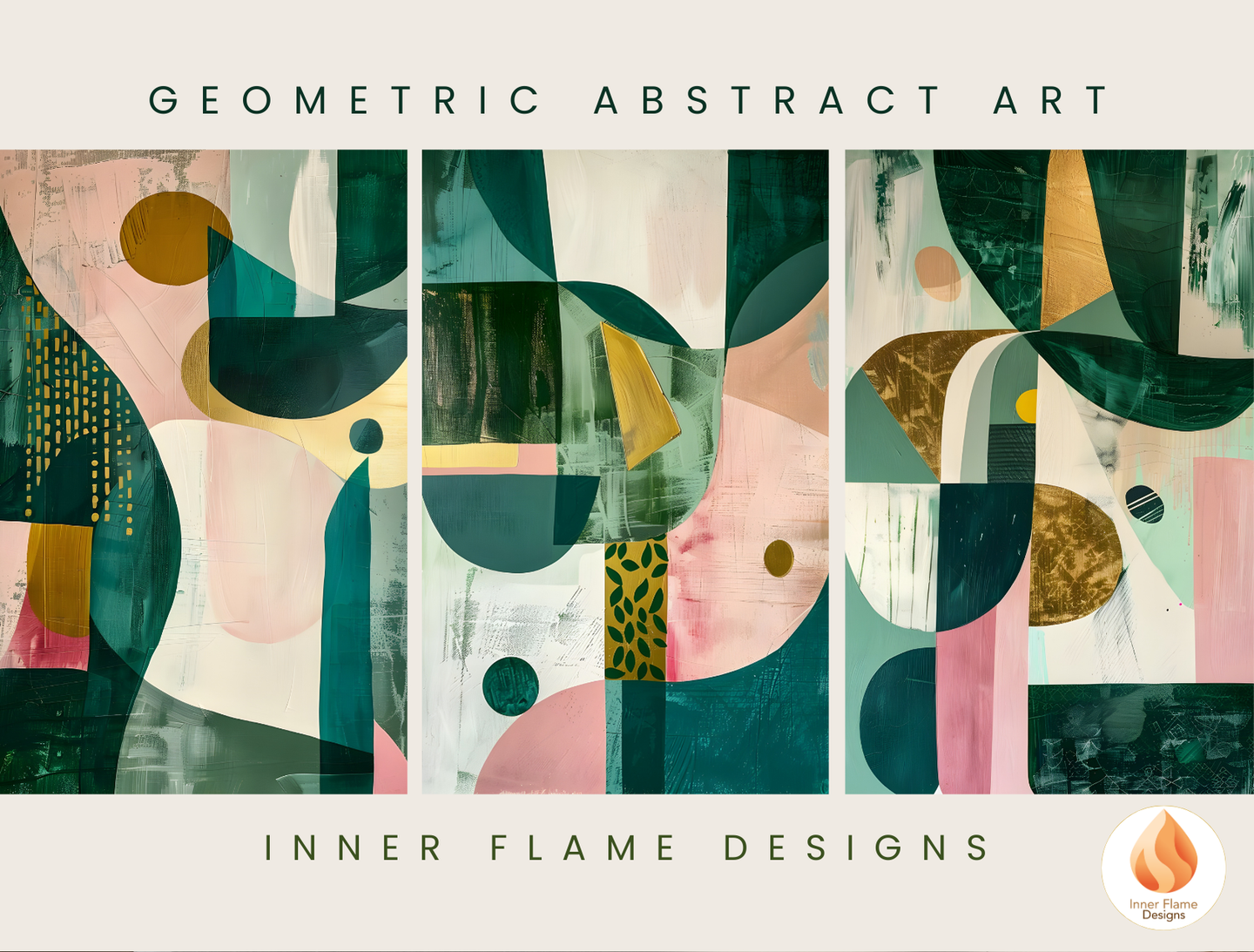 Eclectic Geometric Artwork for Modern Home Design | Triptych Artwork