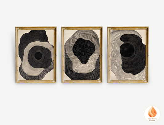 Intense Line Art for Modern Home Design | Triptych Artwork