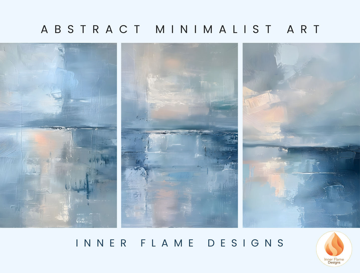 Serene Minimalist Art for Modern Home Design | Triptych Artwork