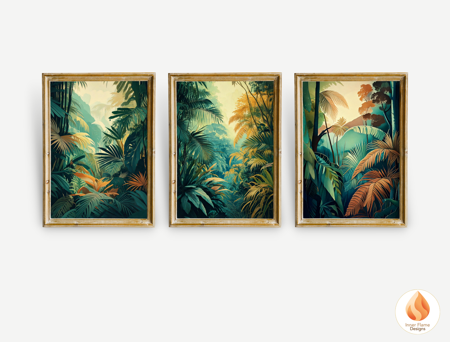 Verdant Botanical Art for Modern Home Design | Triptych Artwork