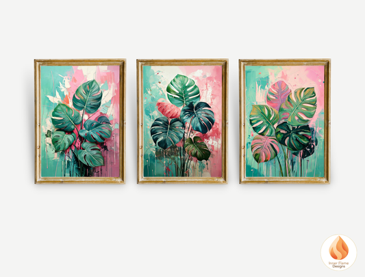 Dramatic Botanical Art for Modern Home Design | Triptych Artwork