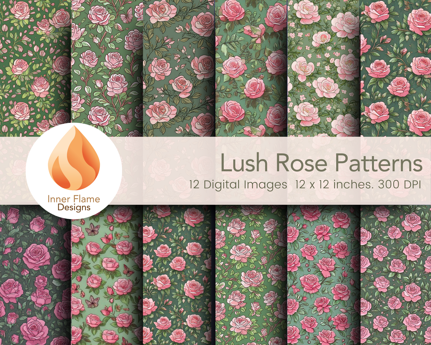 Lush Rose Floral Surface Patterns | Seamless Patterns for Wallpaper, Textiles, Packaging and Digital Designs