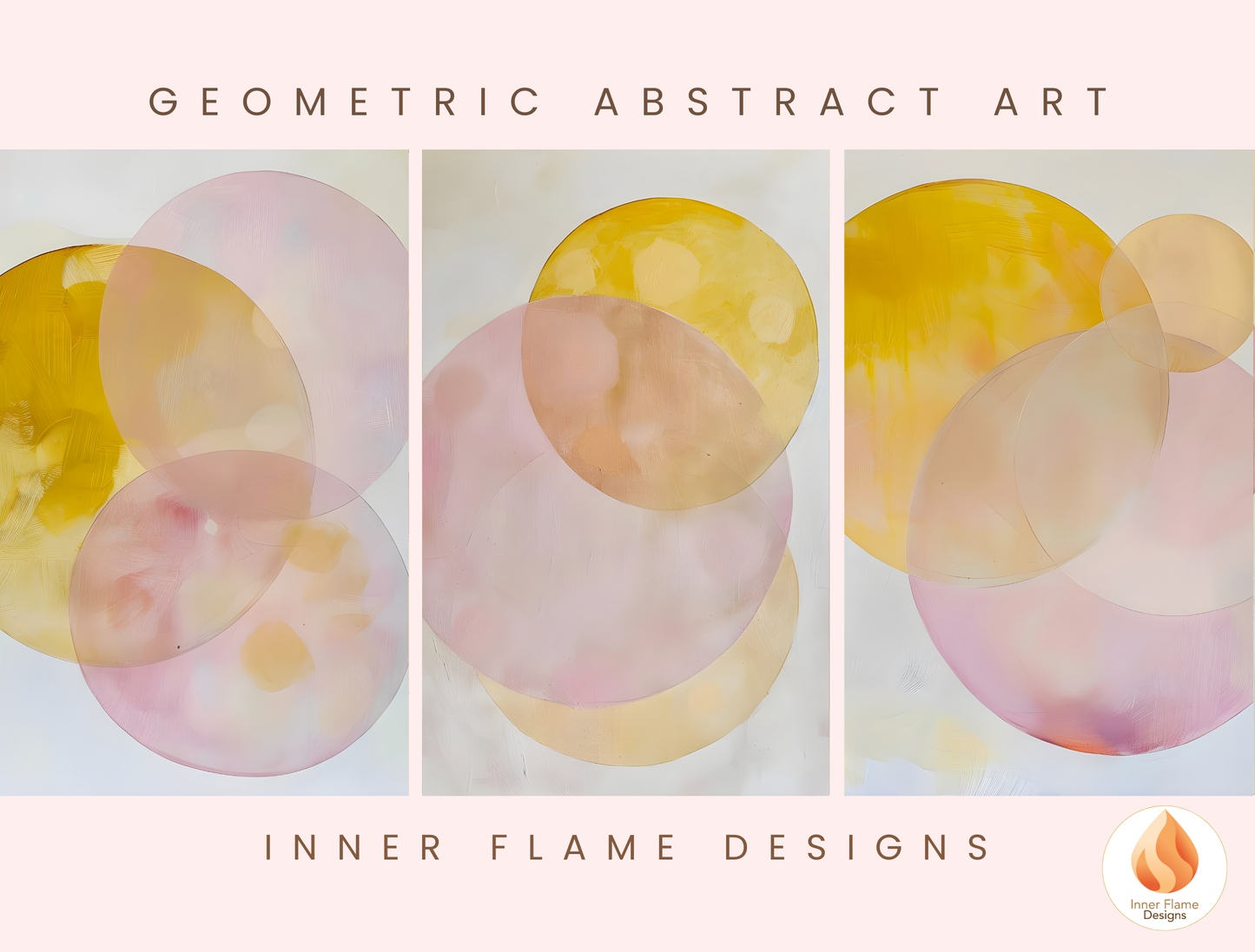 Soft and Sweet Geometric Artwork for Modern Home Design | Triptych Artwork