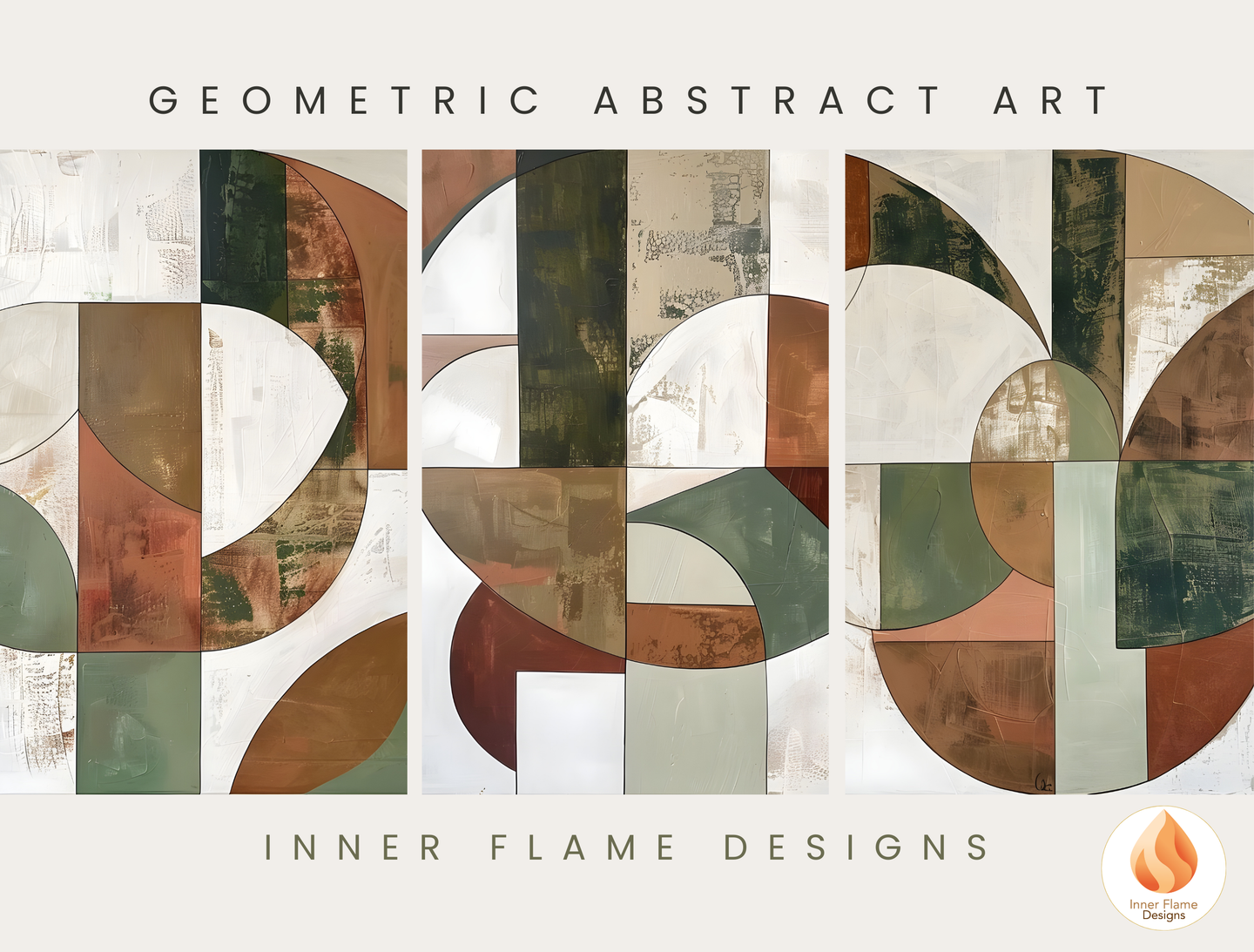 Organic Geometric Artwork for Modern Home Design | Triptych Artwork