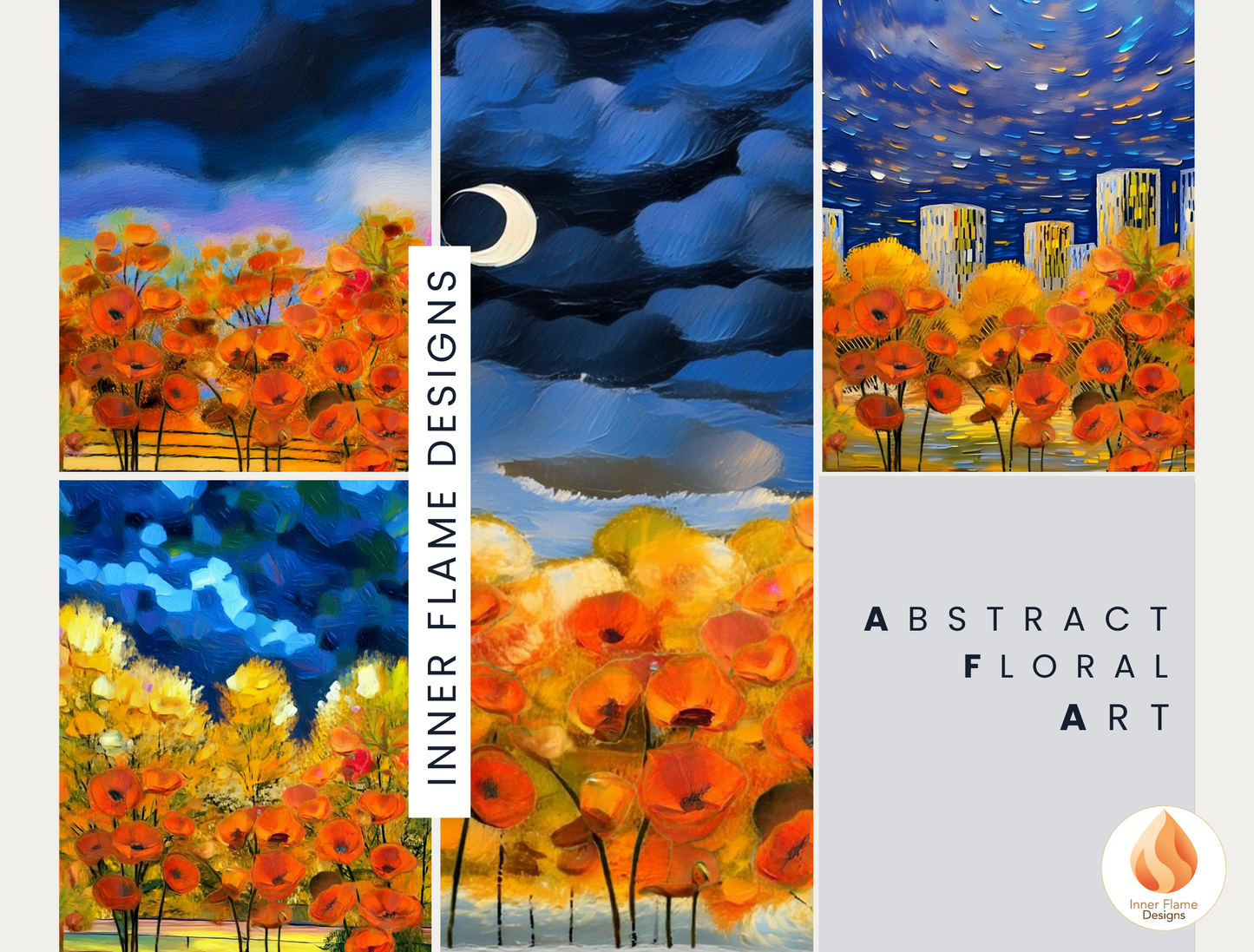 Vivid Flower Artwork for Modern Home Design | Four Piece Artwork