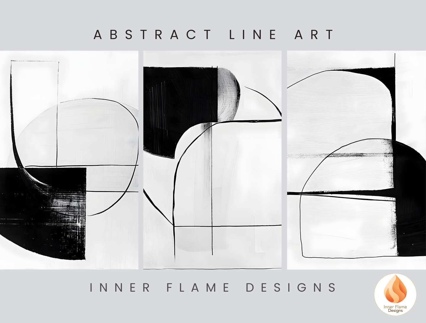 Monochromatic Line Art for Modern Home Design | Triptych Artwork (Series 1)