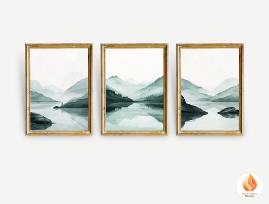Meditative Japandi Art for Modern Home Design | Triptych Artwork