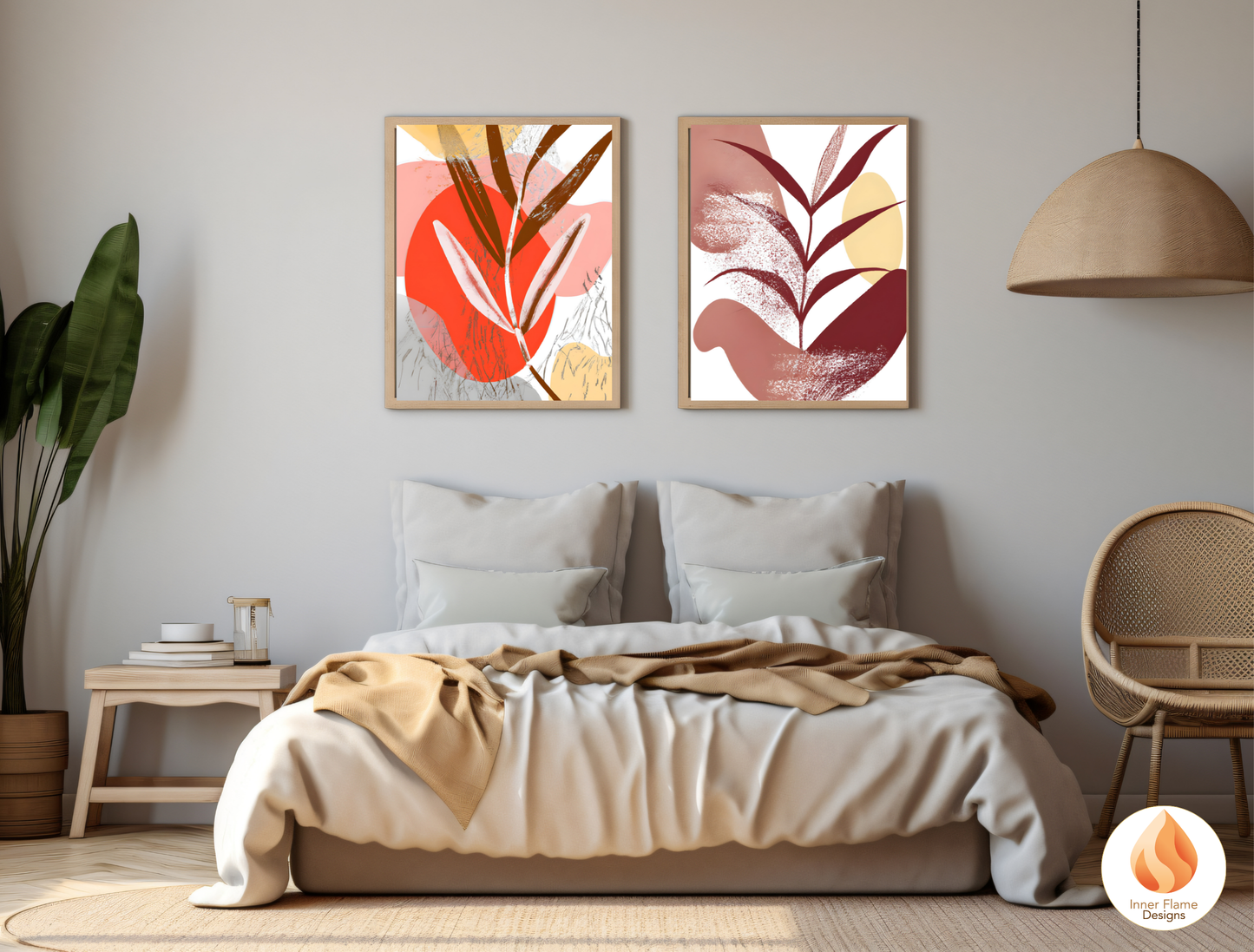 Bright Boho Wall Art Décor for Modern Home Design | Four Piece Wall Art