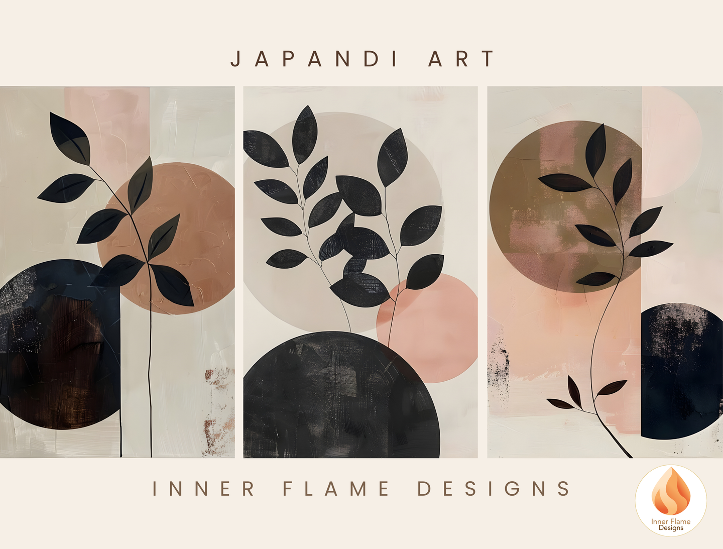 Charming Japandi Art for Modern Home Design | Triptych Artwork (Series 1)