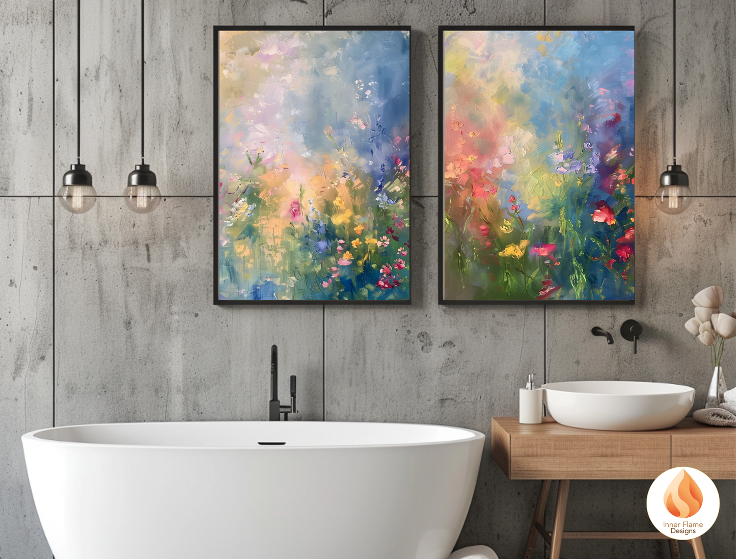Magical Flower Artwork for Modern Home Design | Triptych Artwork