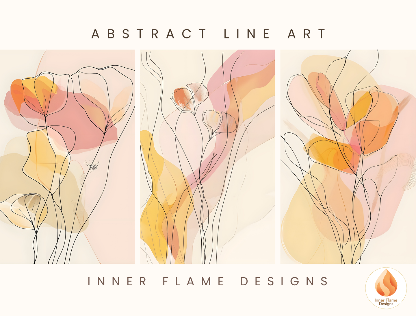Graceful Line Art for Modern Home Design | Triptych Artwork (Series 4)