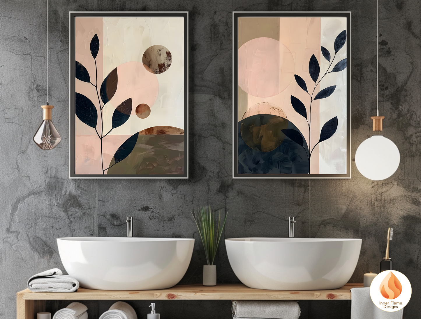 Charming Japandi Art for Modern Home Design | Triptych Artwork (Series 4)