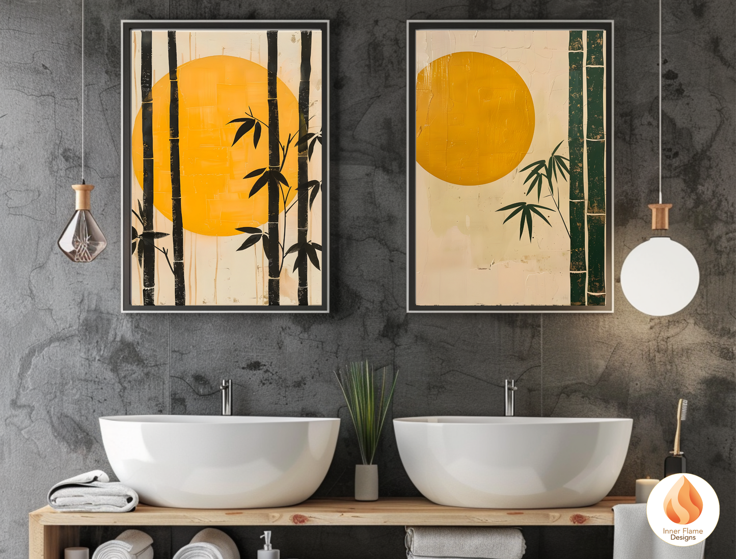 Tranquil Japandi Art for Modern Home Design | Triptych Artwork (Series 2)