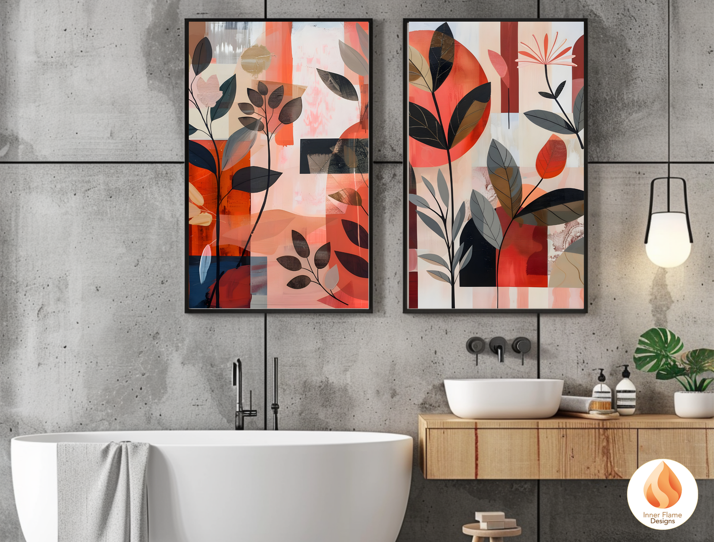 Modern Boho Wall Art Décor for Modern Home Design | Triptych Artwork (Series 2)