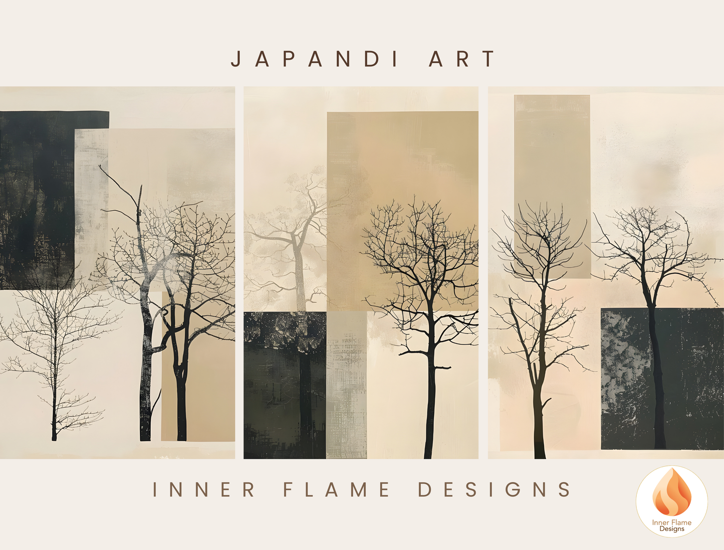 Delicate Japandi Art for Modern Home Design | Triptych Artwork