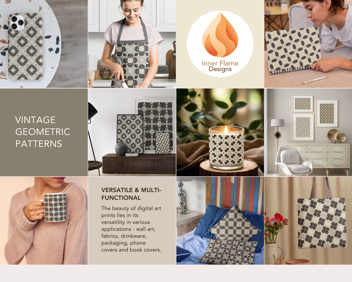 Vintage Geometric Surface Patterns | Seamless Patterns for Wallpaper, Textiles, Packaging and Digital Designs