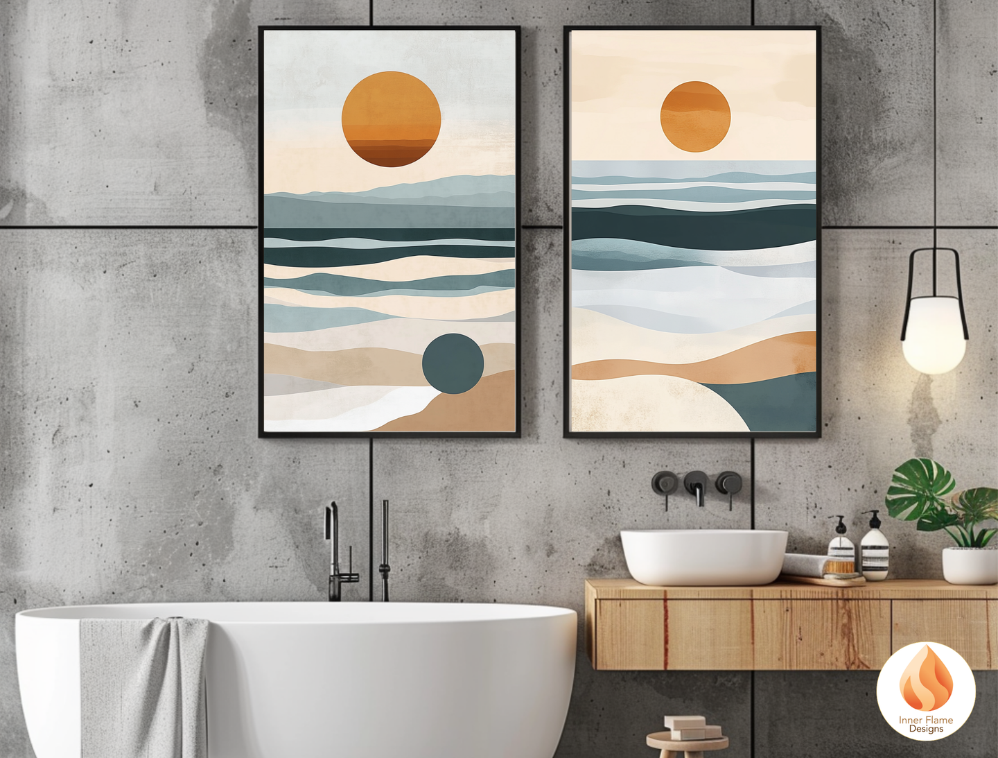Serene Japandi Art for Modern Home Design | Triptych Artwork