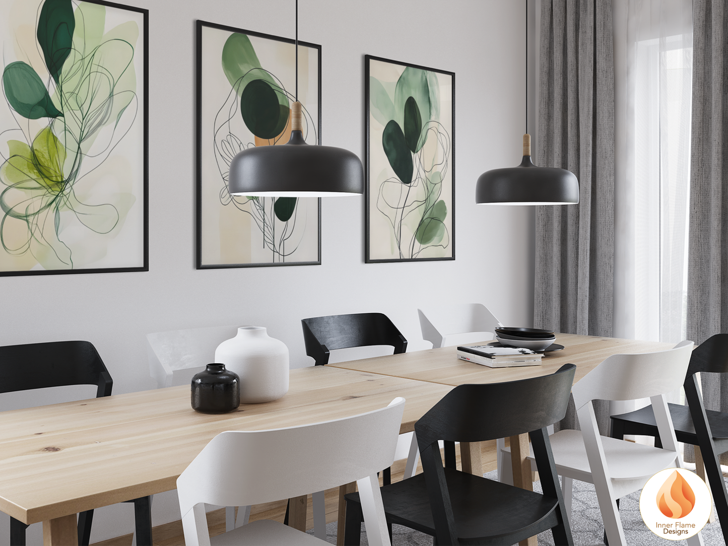 Fluid Line Art for Modern Home Design | Triptych Artwork