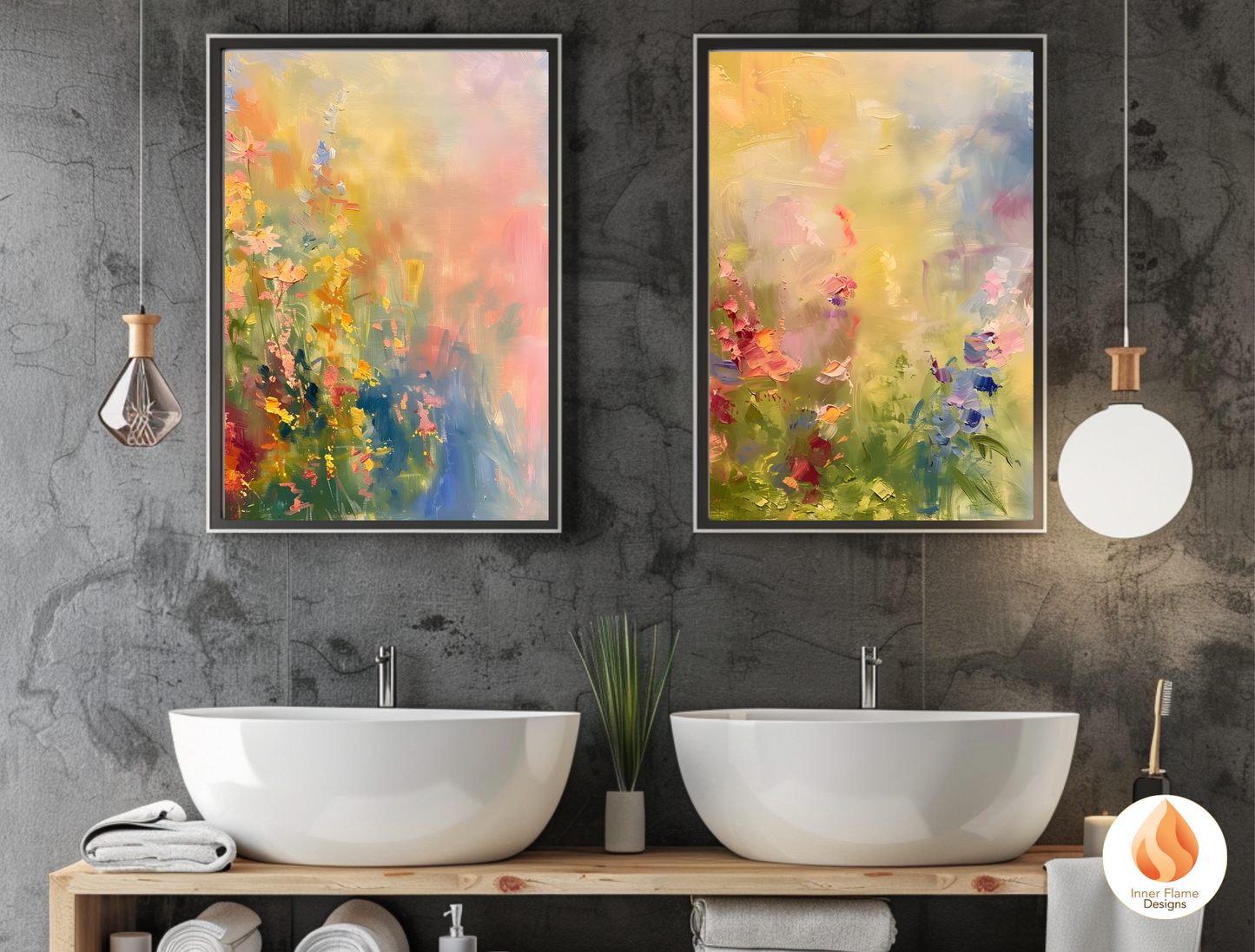 Dreamy Flower Artwork for Modern Home Design | Triptych Artwork